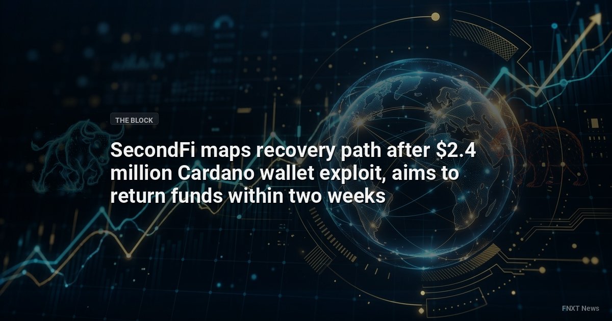 SecondFi maps recovery path after $2.4 million Cardano wallet exploit, aims to return funds within two weeks