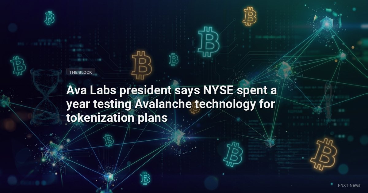 Ava Labs president says NYSE spent a year testing Avalanche technology for tokenization plans