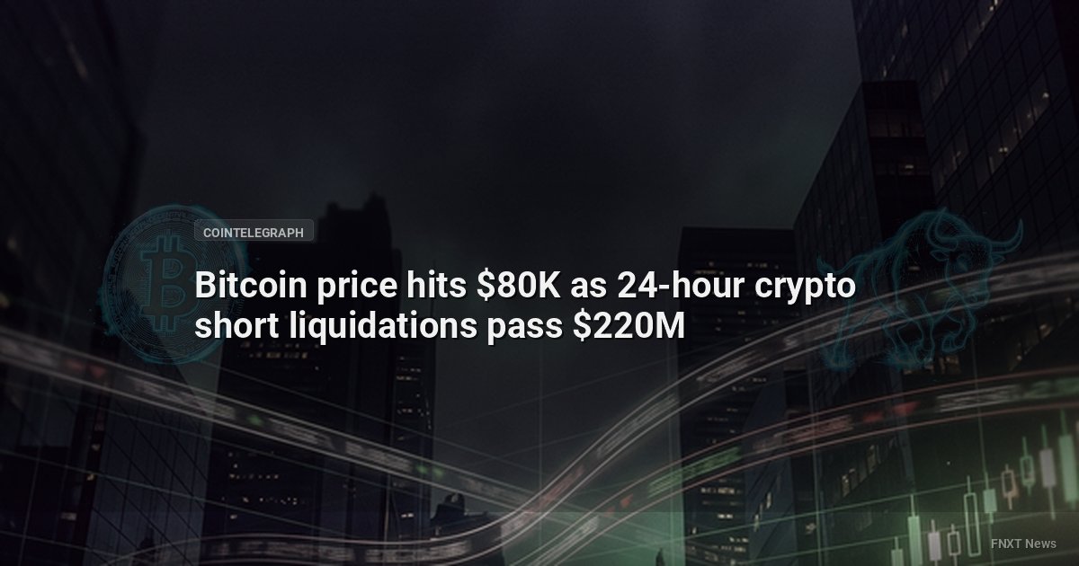 Bitcoin price hits $80K as 24-hour crypto short liquidations pass $220M