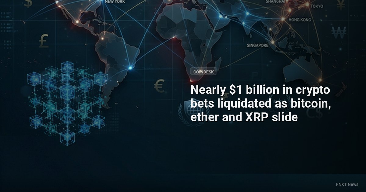 Nearly $1 billion in crypto bets liquidated as bitcoin, ether and XRP slide