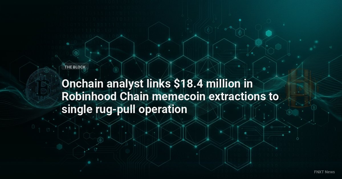 Onchain analyst links $18.4 million in Robinhood Chain memecoin extractions to single rug-pull operation