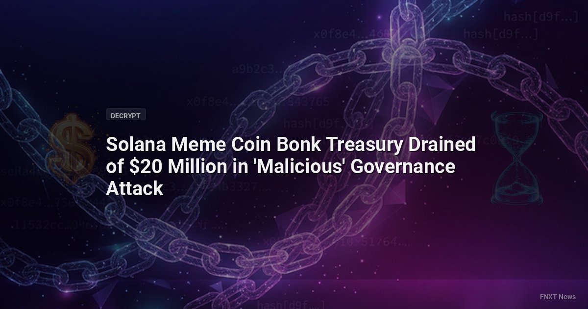Solana Meme Coin Bonk Treasury Drained of $20 Million in 'Malicious' Governance Attack