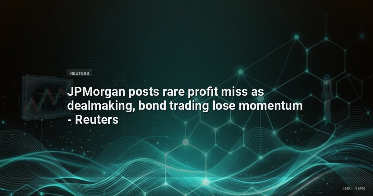 JPMorgan posts rare profit miss as dealmaking, bond trading lose momentum - Reuters