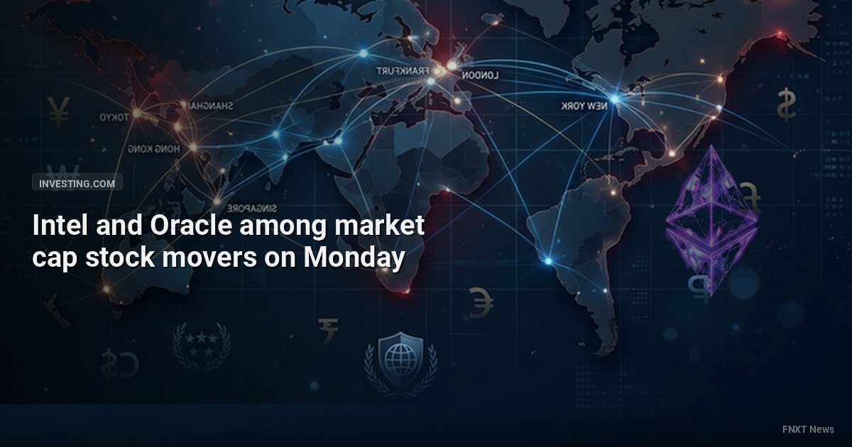 Intel and Oracle among market cap stock movers on Monday