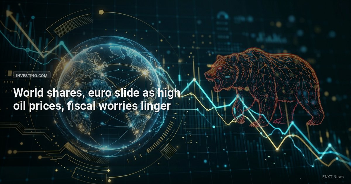 World shares, euro slide as high oil prices, fiscal worries linger